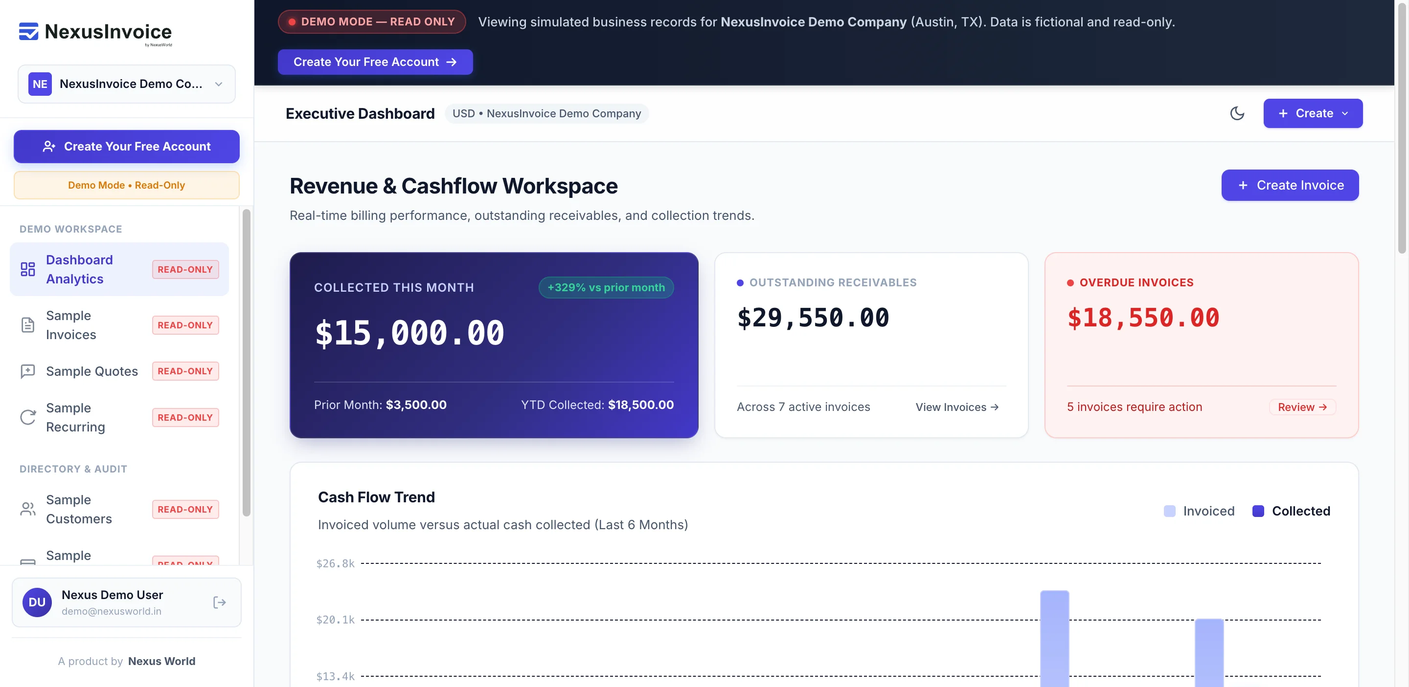 NexusInvoice Revenue and Billing Application Interface